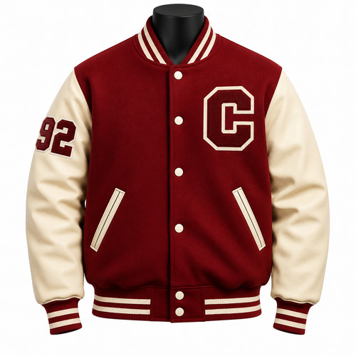 Burgundy cream varsity - cream,