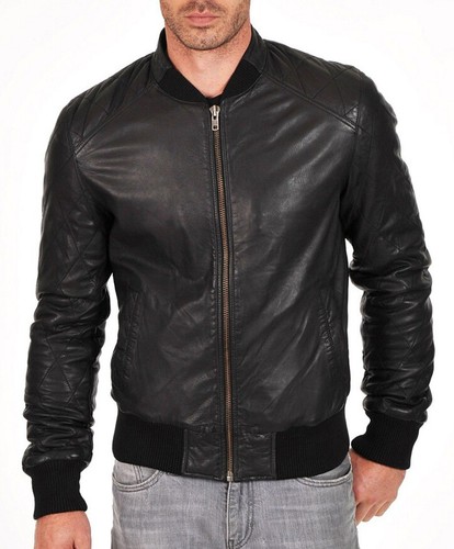 Mens varsity bomber - mens, leather
